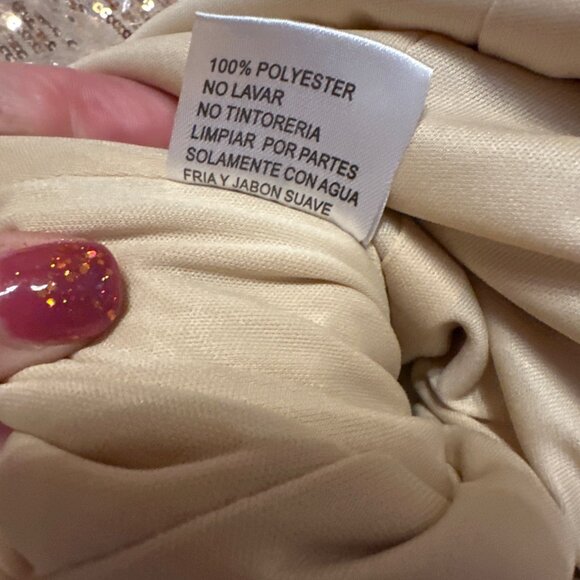 Ienna For Mac Duggal Sequin Long Sleeve High-Low Cocktail Dress Size 0 Gold - Picture 6 of 14